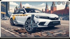 Иллюстрация подвески автомобиля Honda Civic для статьи о ремонте и эксплуатации на дорогах Москвы