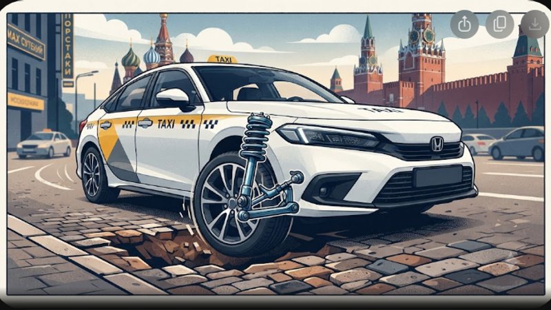 Иллюстрация подвески автомобиля Honda Civic для статьи о ремонте и эксплуатации на дорогах Москвы